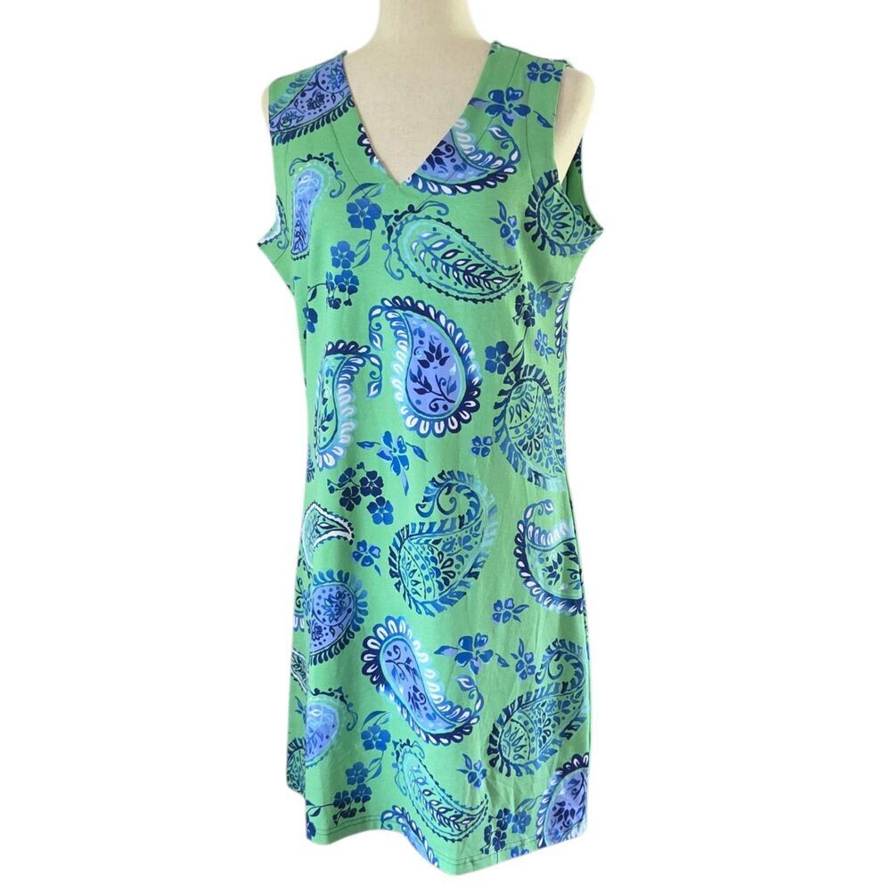 AnaClare A-Line Stretch Summer Sheila Dress Paisleys Garden Coverup Dress Size L